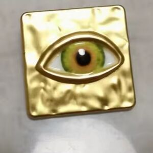 Schiaparelli Huge BROOCH Button Single Gold Matte Metal 30 mm Made In FRANCE